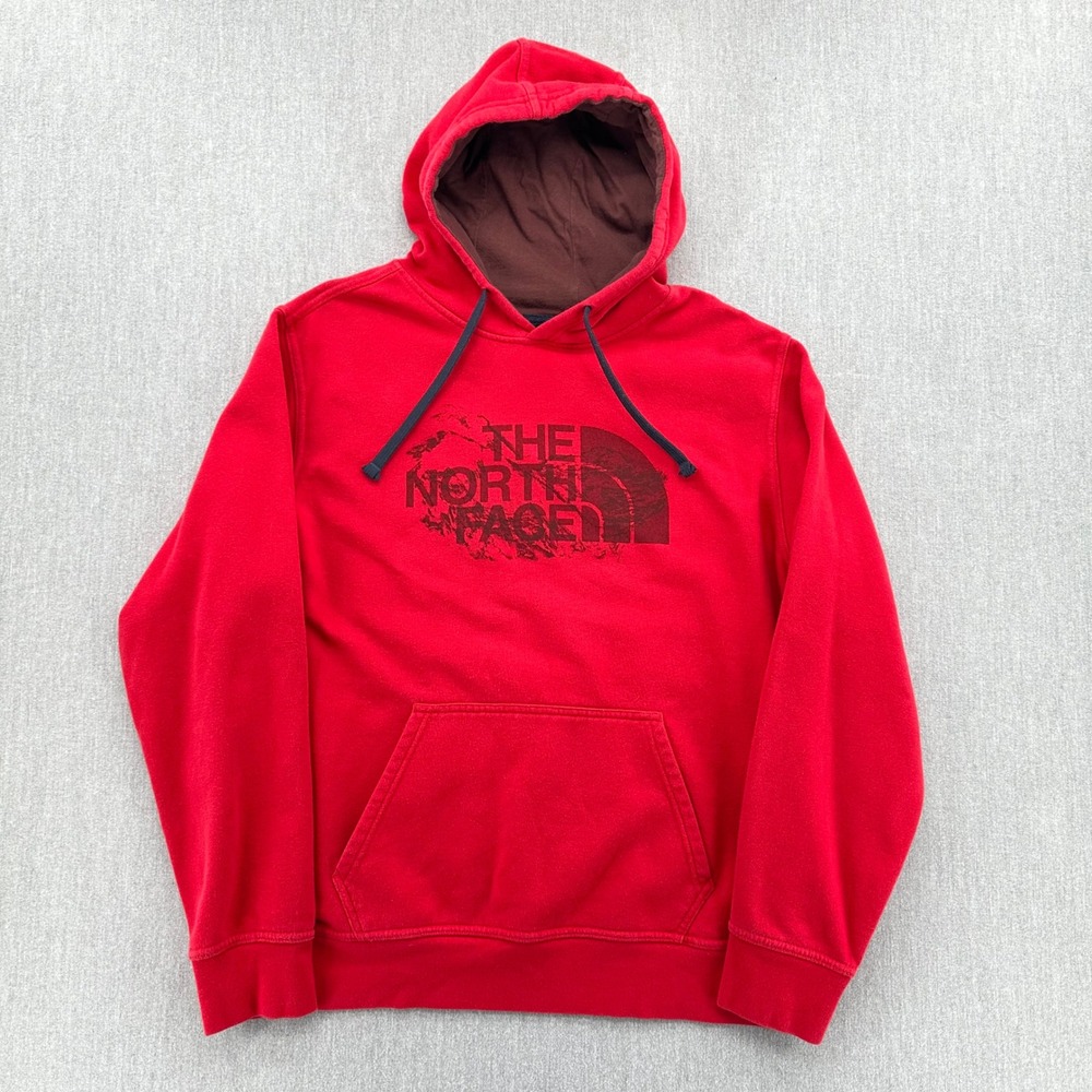 The North Face Hoodie Mens Large Red Graphic‎ Splat Logo Pullover Sweatshirt